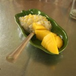 Anschließend haben wir sticky rice mit Mango und Kokusnussmilch zubereitet
